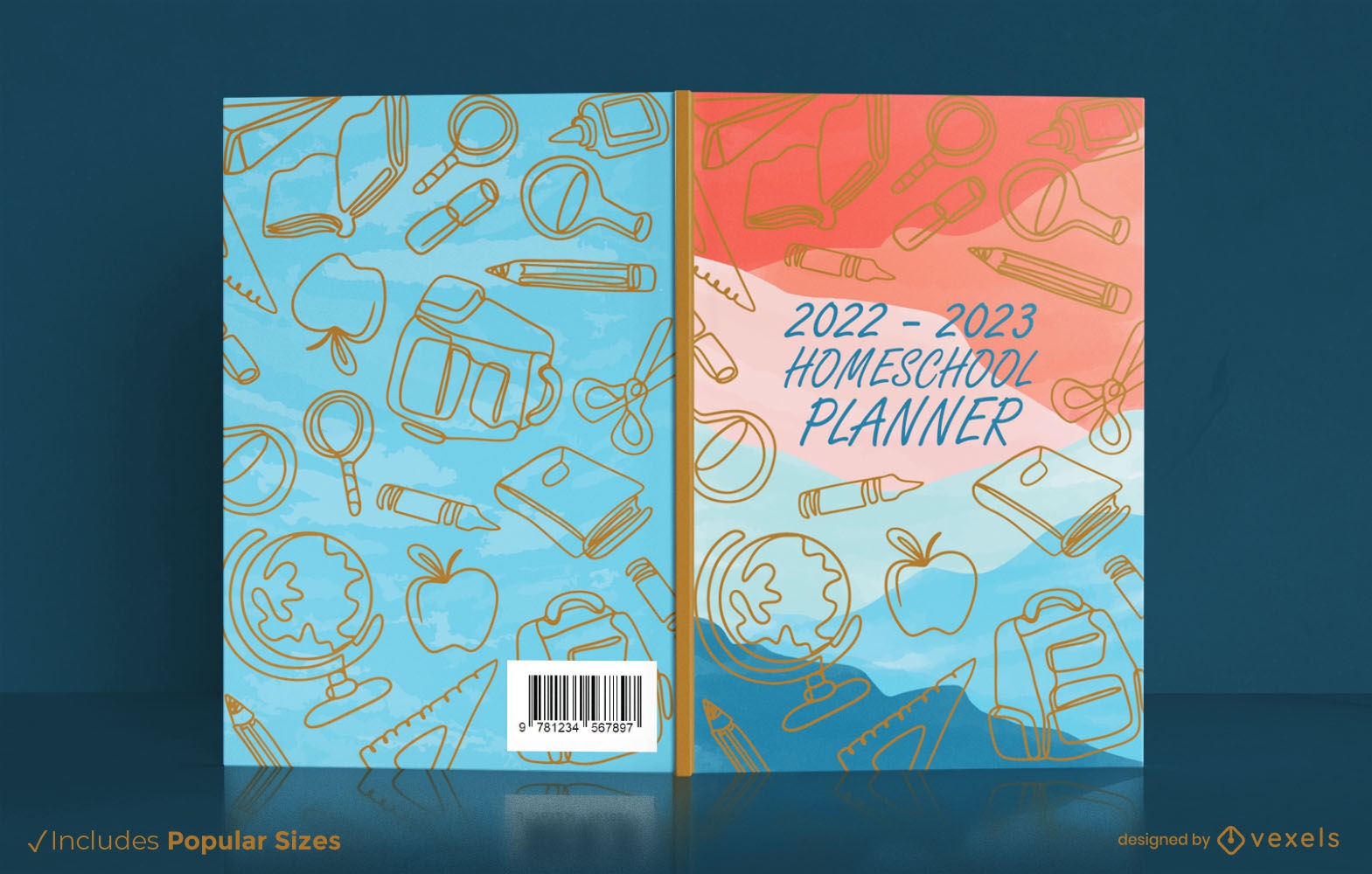 Diseño de portada de libro de educación en casa de elementos escolares