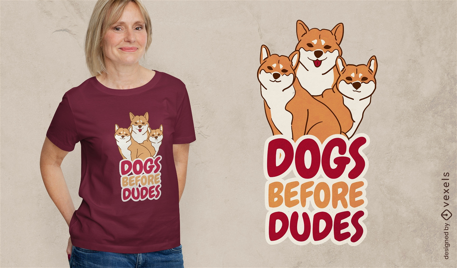 Design de camiseta de cães antes de caras