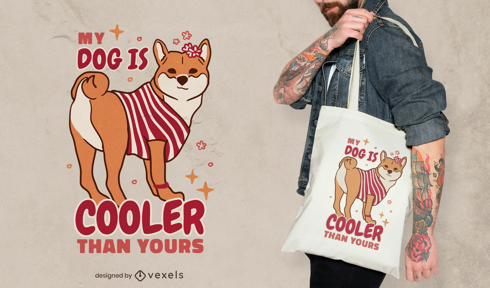 Design de bolsa de estimação de estimação de cachorro legal