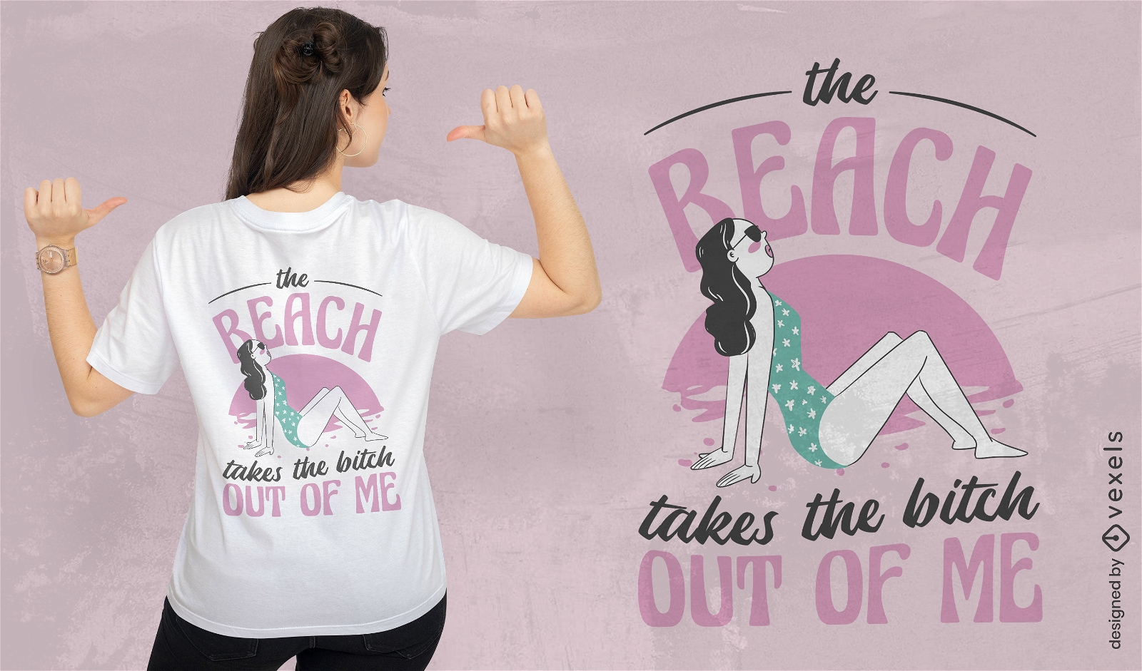 Design de camiseta de mulher de praia engra?ada