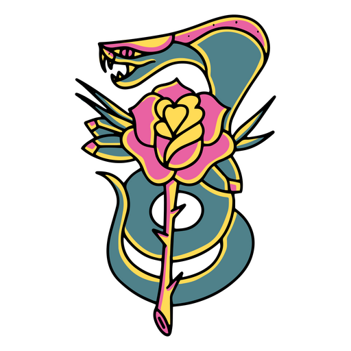 Rose snake tattoo PNG Design
