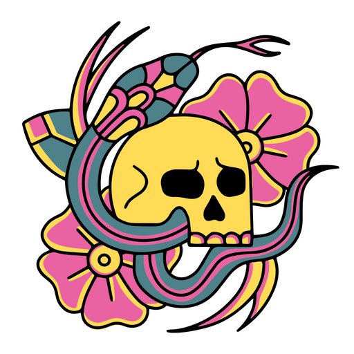 Death skull snake tattoo PNG Design