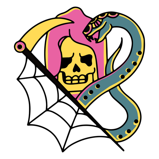 Skull snake tattoo PNG Design