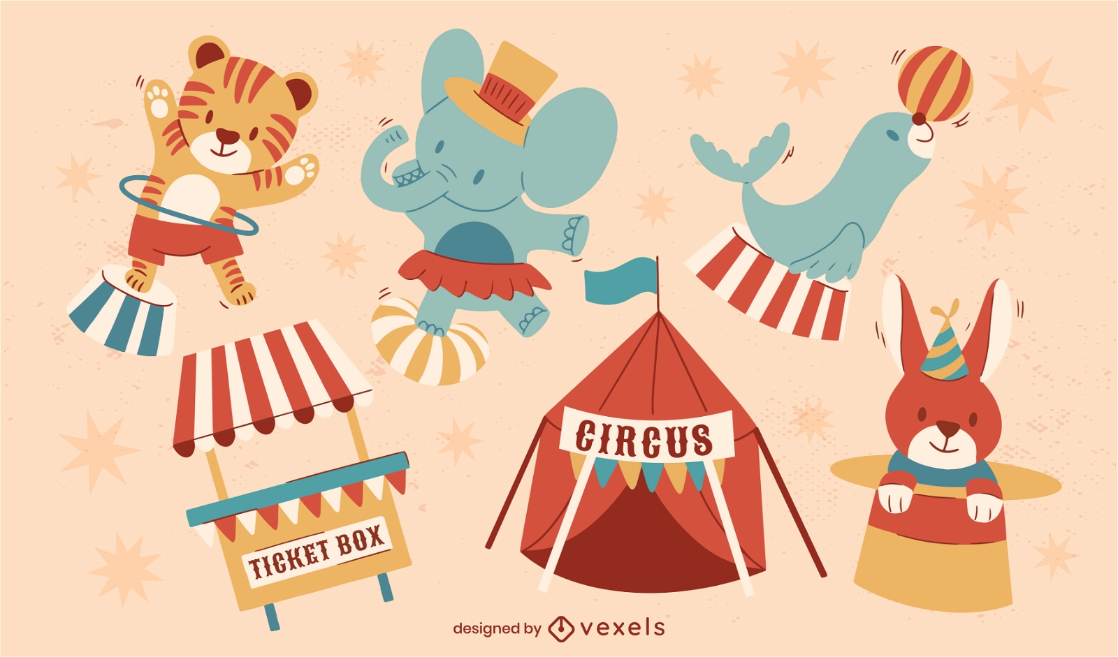 Cute circus elements set