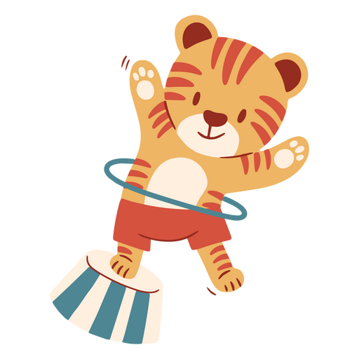 Tigre de circo fofo Desenho PNG