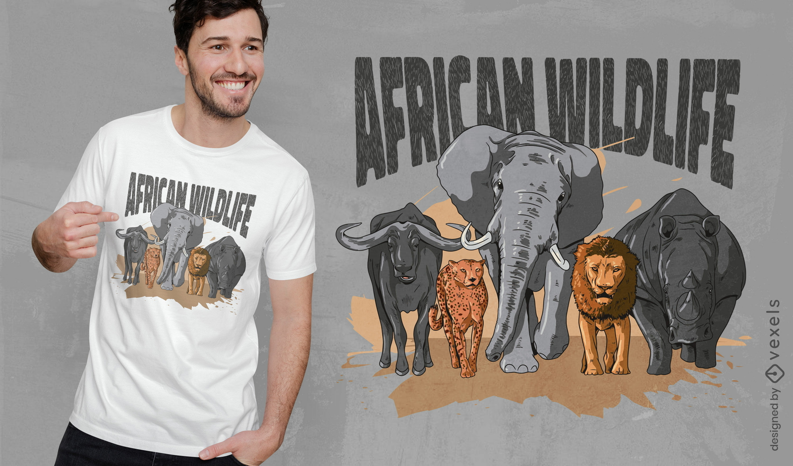 Diseño de camiseta de vida salvaje africana.