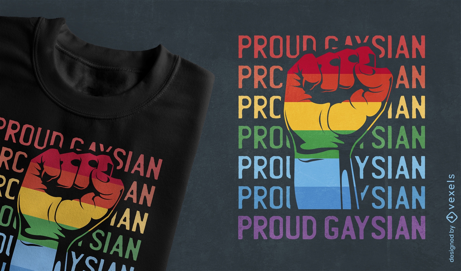 Proud Gay Asian fist t-shirt design