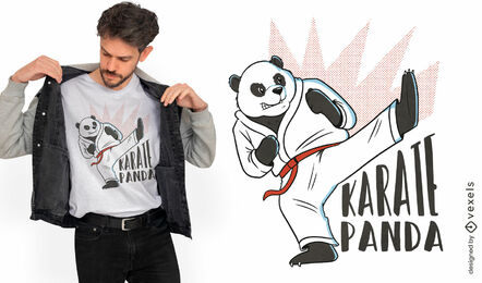 Diseño de camiseta de dibujos animados de panda de karate