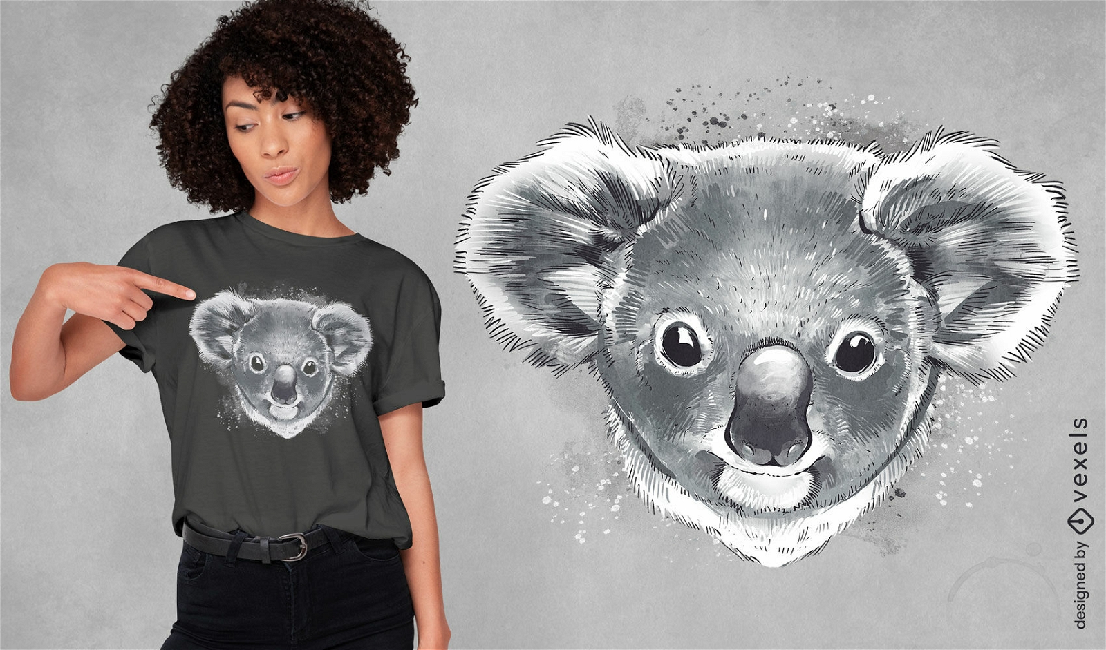 Design de camiseta de cabeça de coala