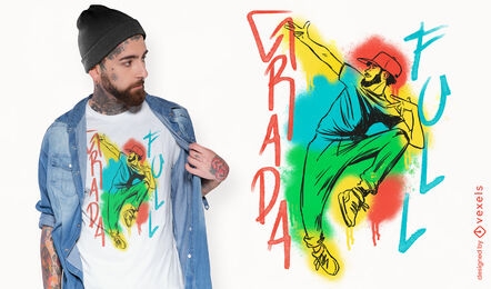 Design de camiseta de grafite de dançarina de hip hop