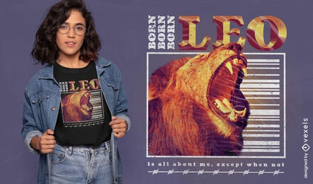 Diseño de camiseta de león rugiente Leo
