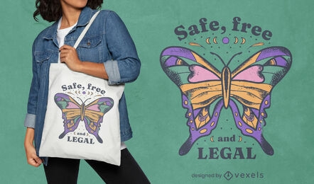 Diseño de bolsa de asas de aborto seguro, gratuito y legal