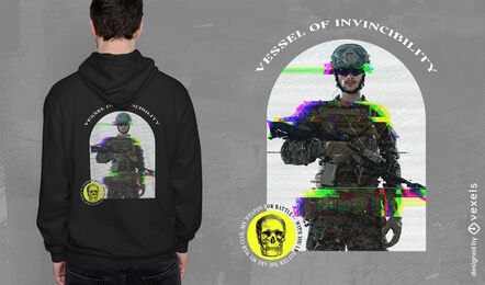 Soldat mit Uniform und Waffent-shirt psd