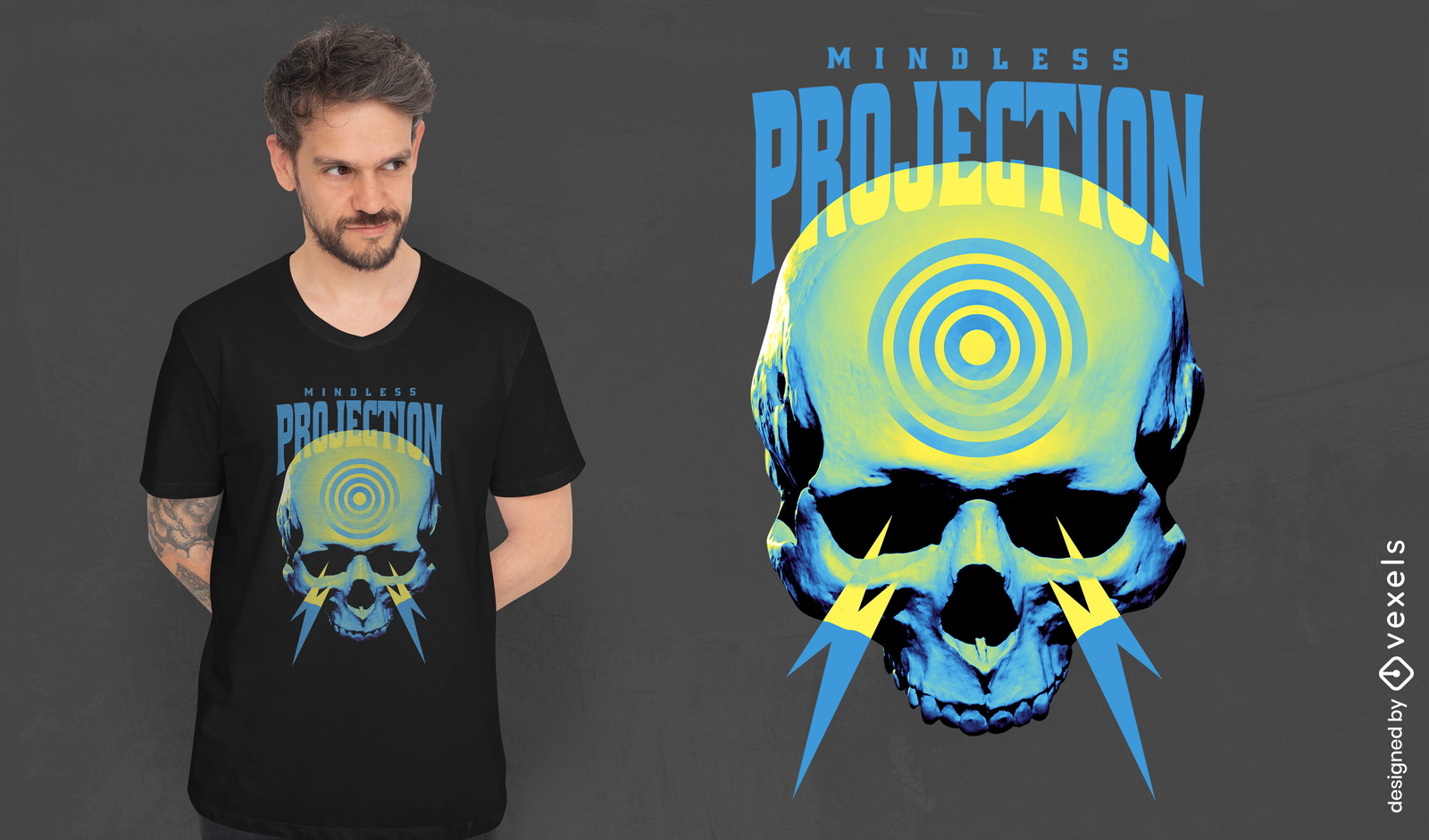 Diseño de camiseta calavera mente psd