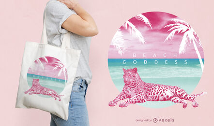 Leopard beach tote bag design
