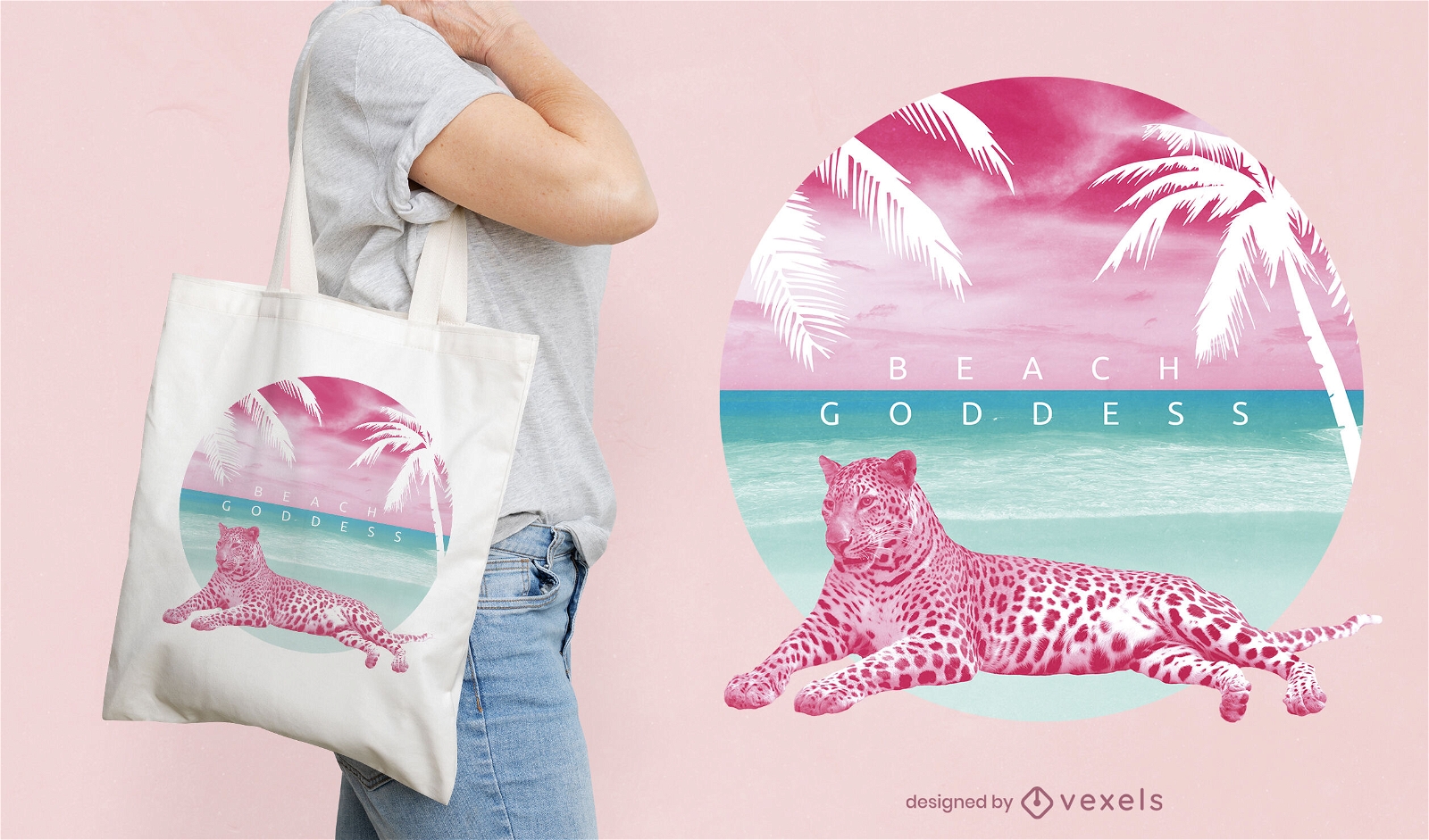 Diseño de bolso tote de playa con estampado de leopardo