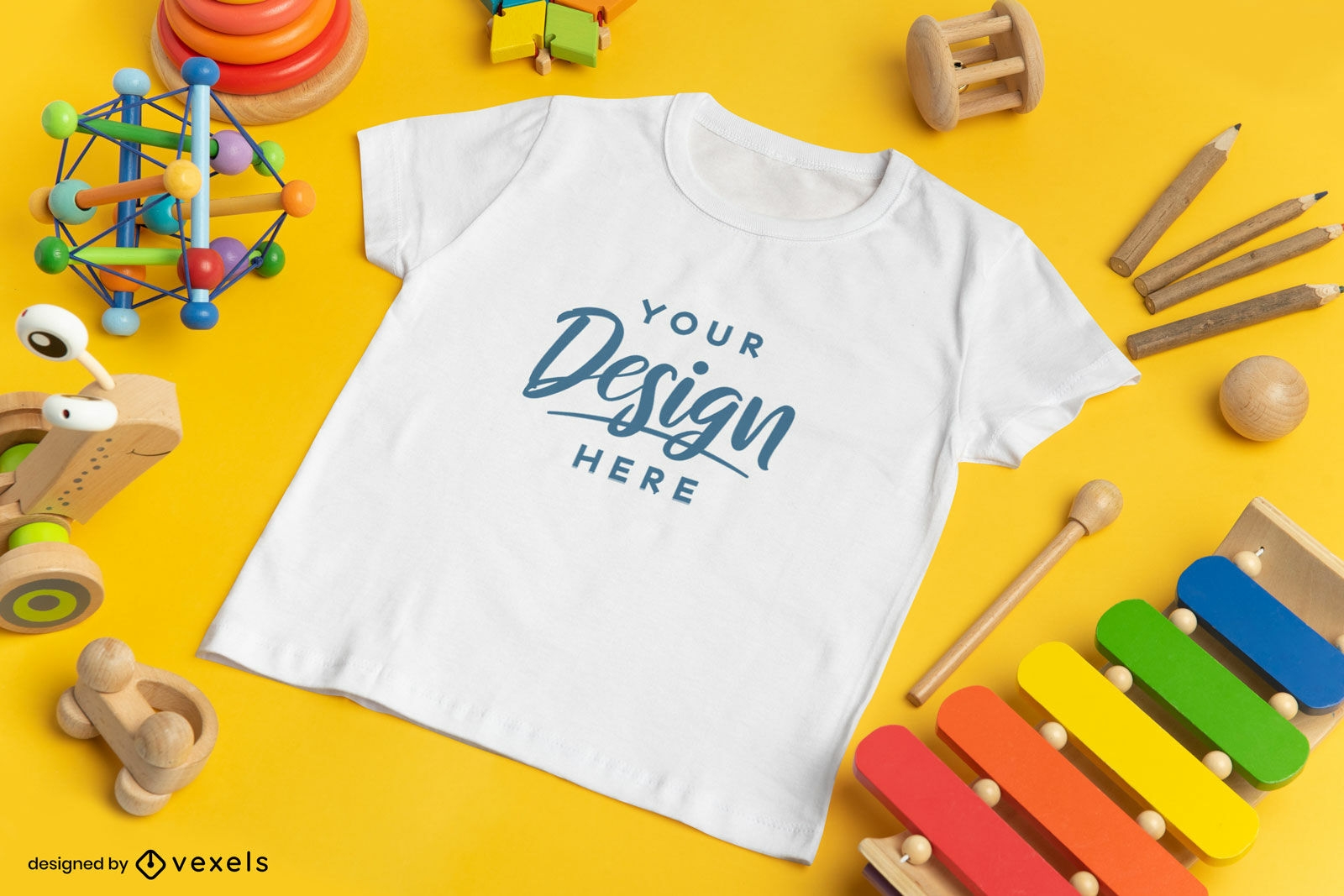 Toys and t-shirt mockup design