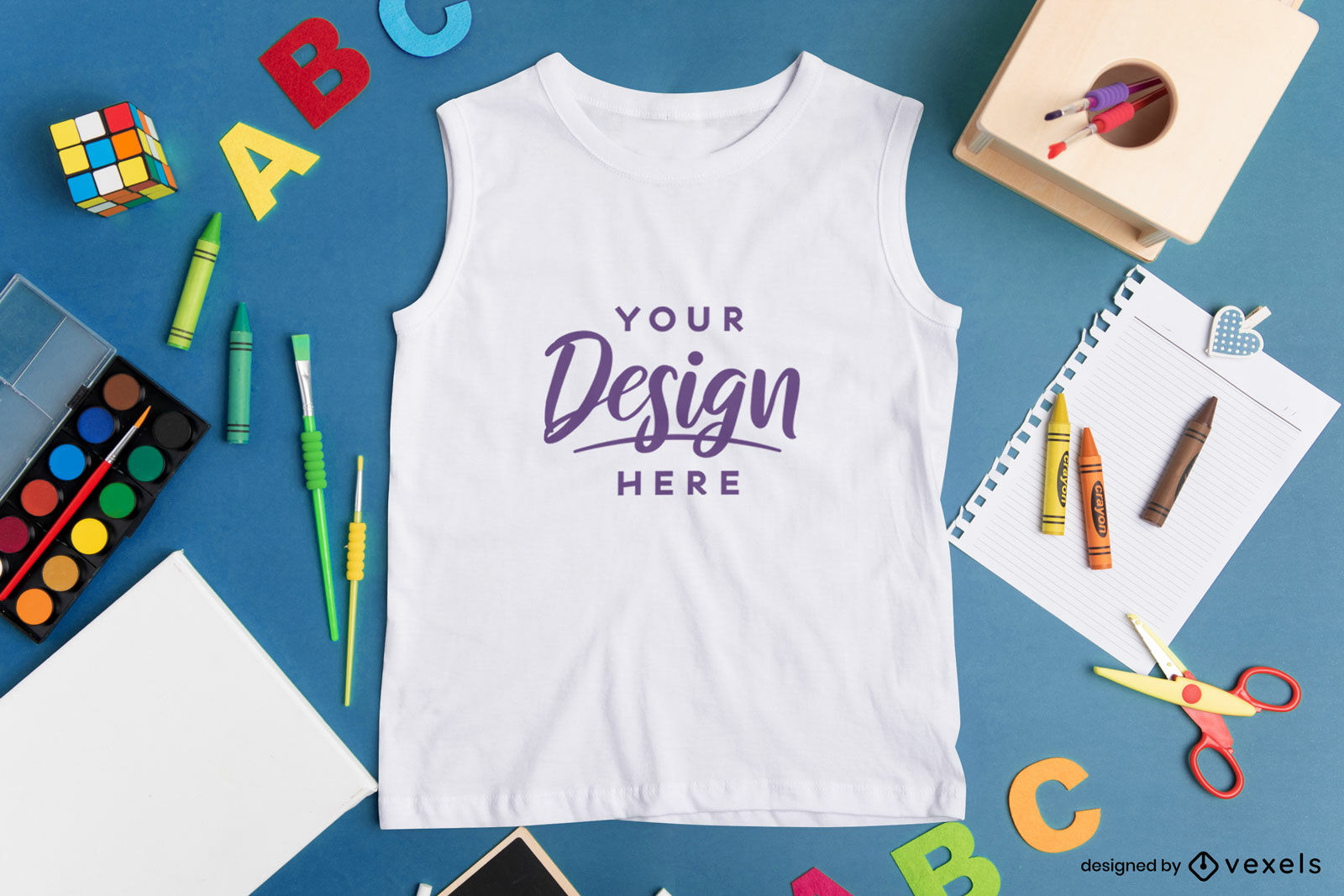 School supplies kid's tank top mockup