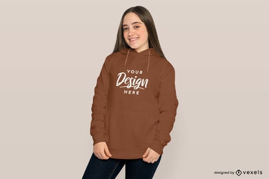 Teen girl smiling hoodie mockup
