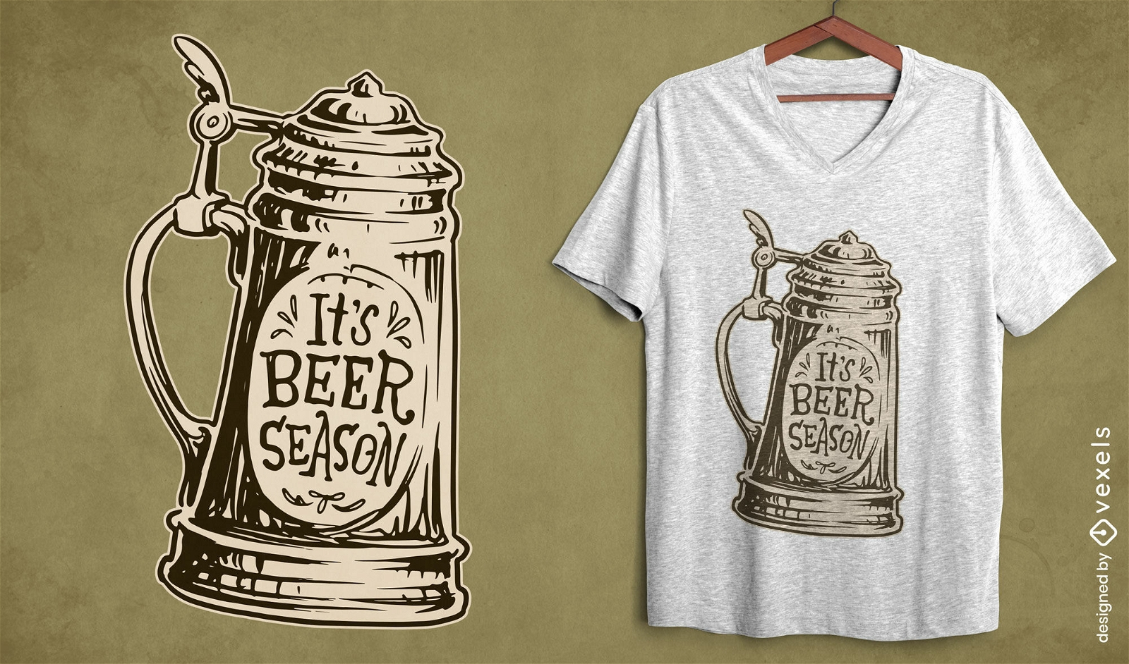 Design de camiseta de jarra vintage de temporada de cerveja