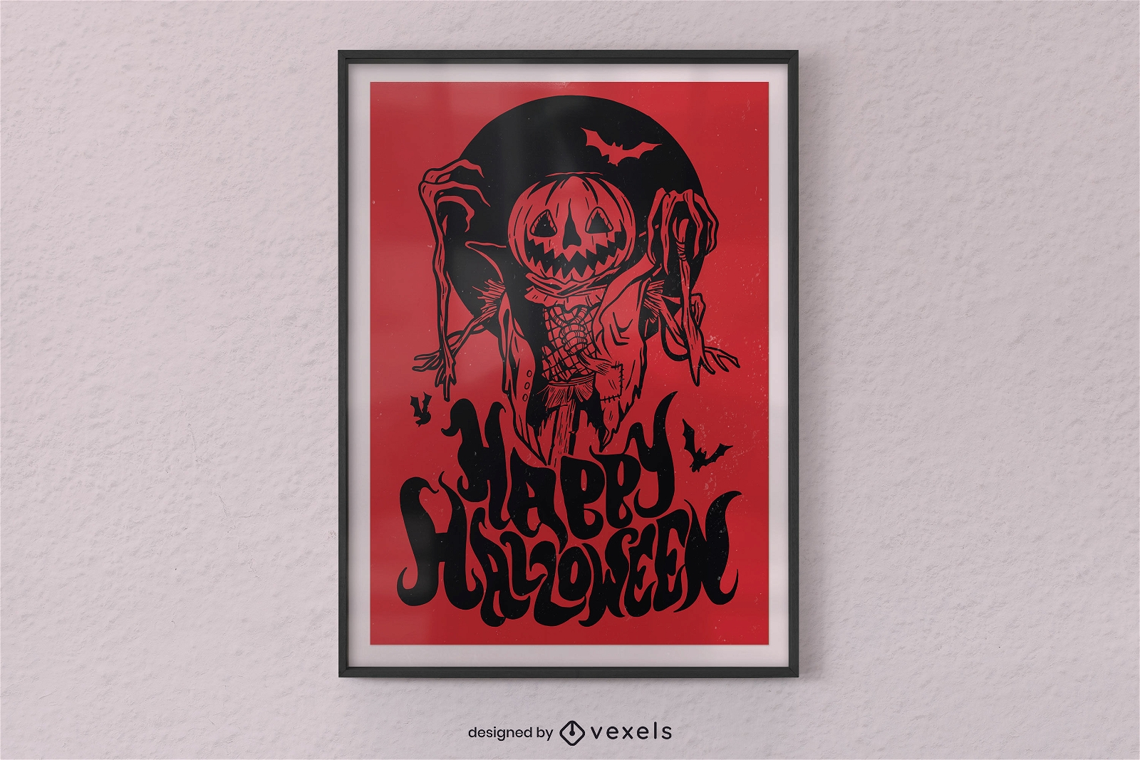 Diseño de cartel de monstruo de calabaza de feliz halloween