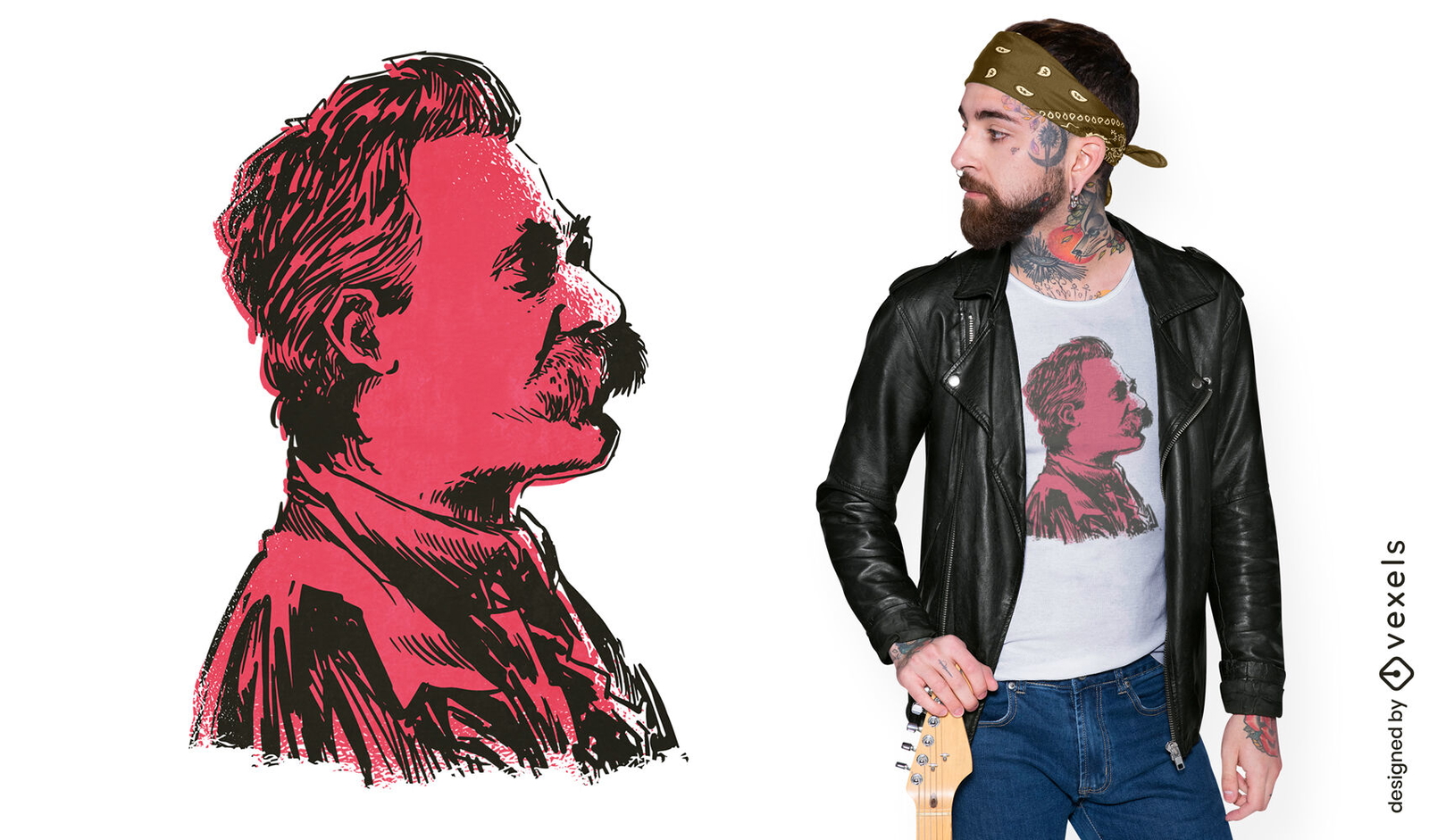 Diseño de camiseta con retrato de Nietzsche