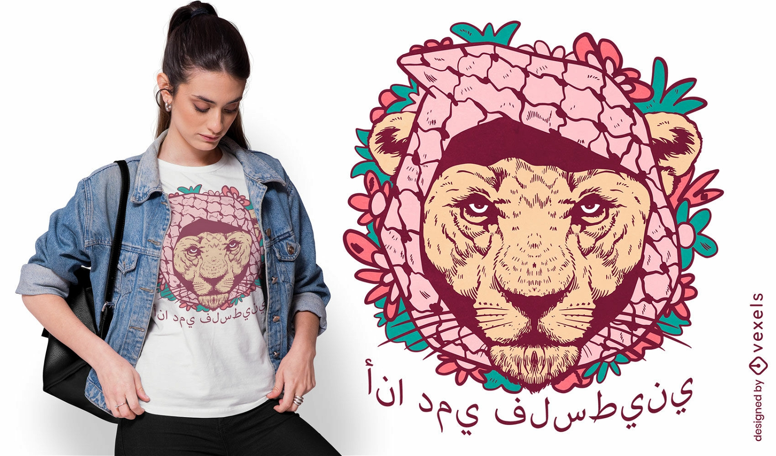 Leoa com design de t-shirt de cachecol palestino