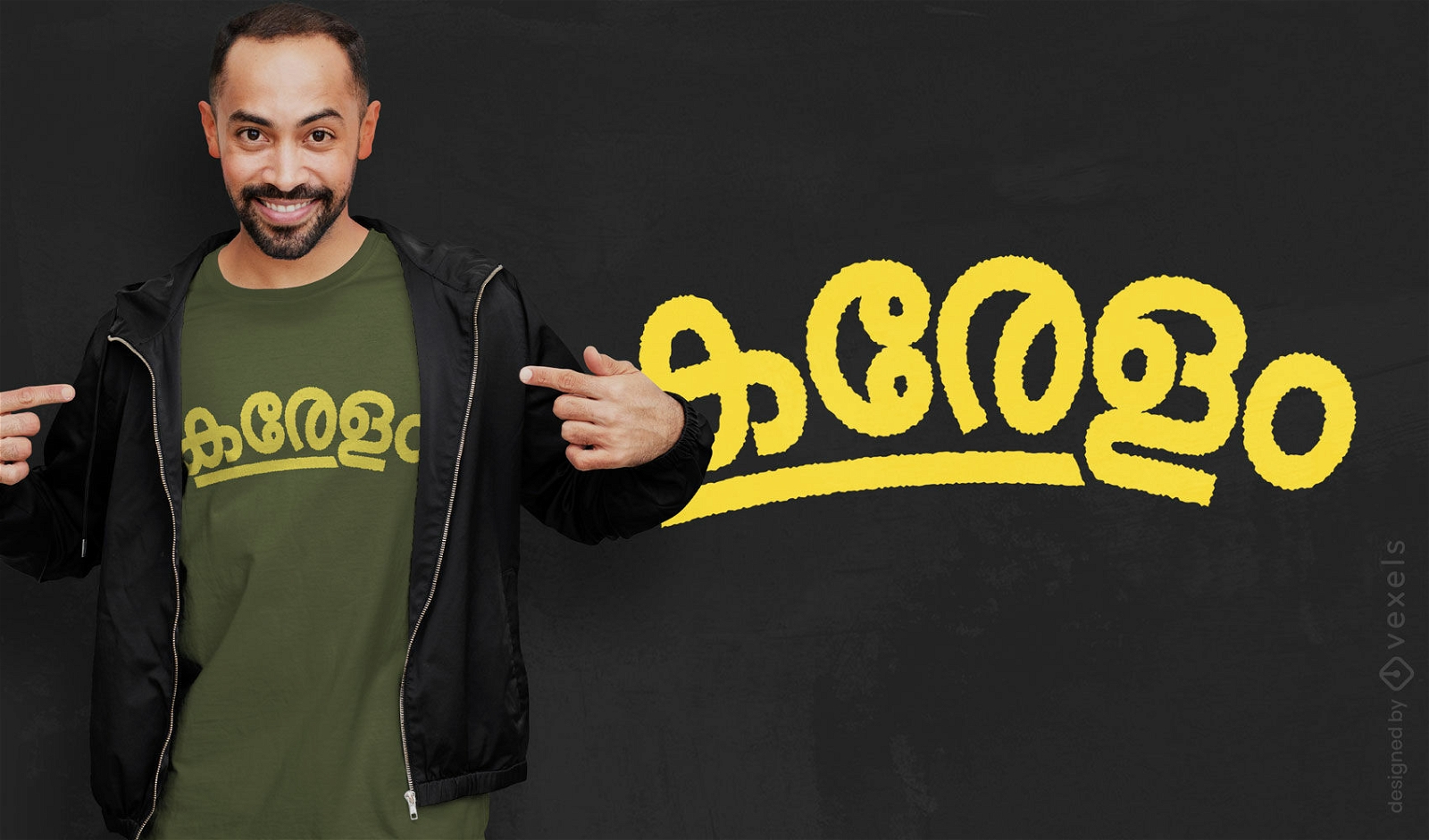Design de camiseta Malayalam da cidade de Kerala
