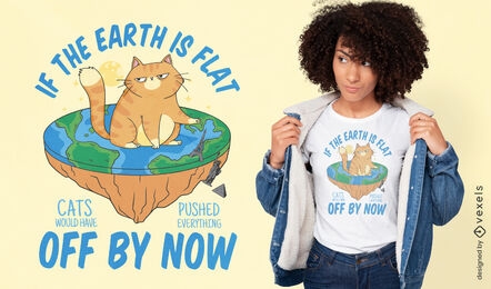 Cat over flat earth funny t-shirt design