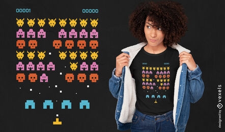 Videogame in pixel art t-shirt design