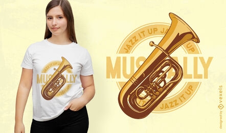 Design de camiseta de instrumento musical trompete
