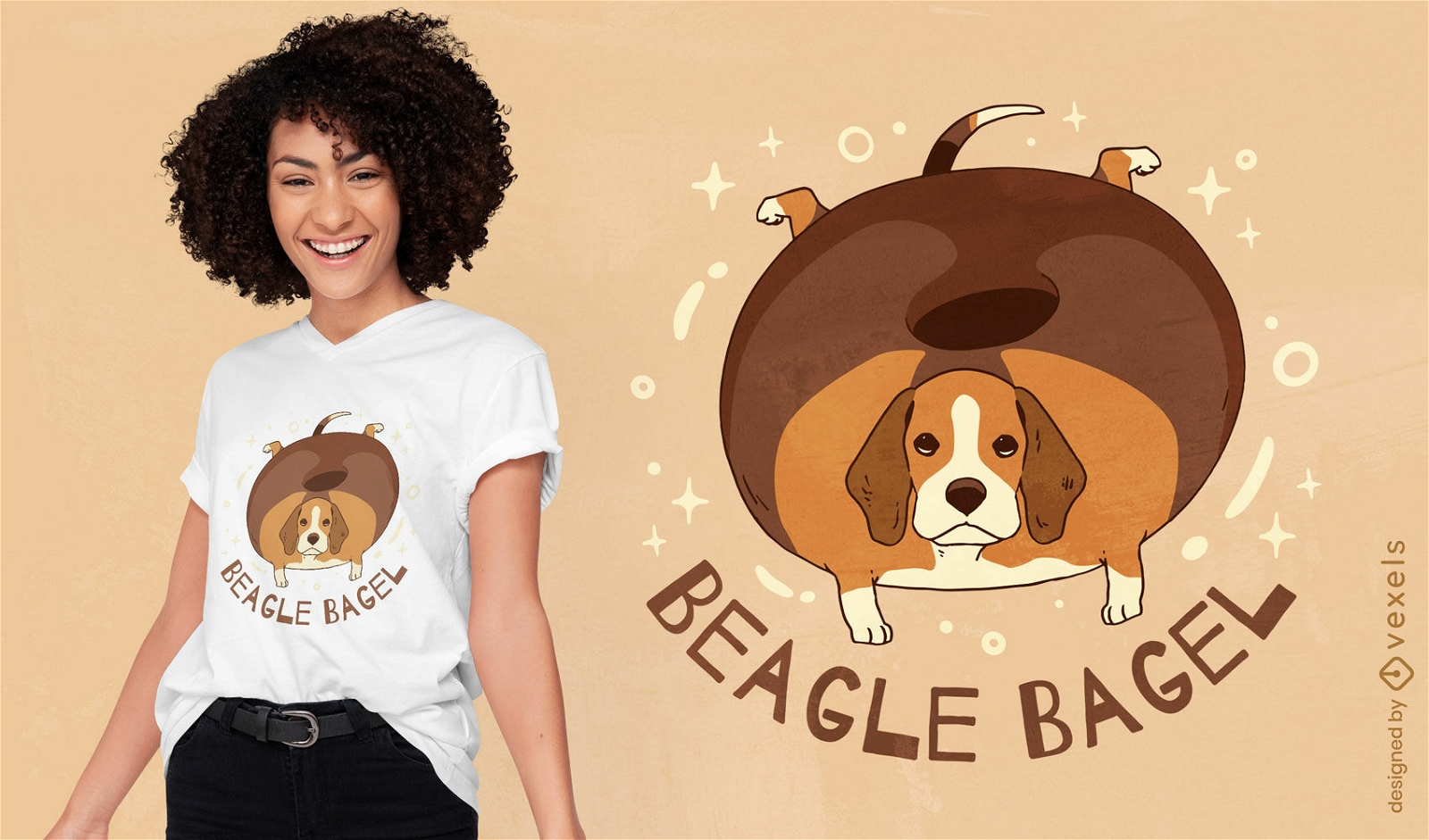 Dise?o divertido de camiseta de perro beagle bagel