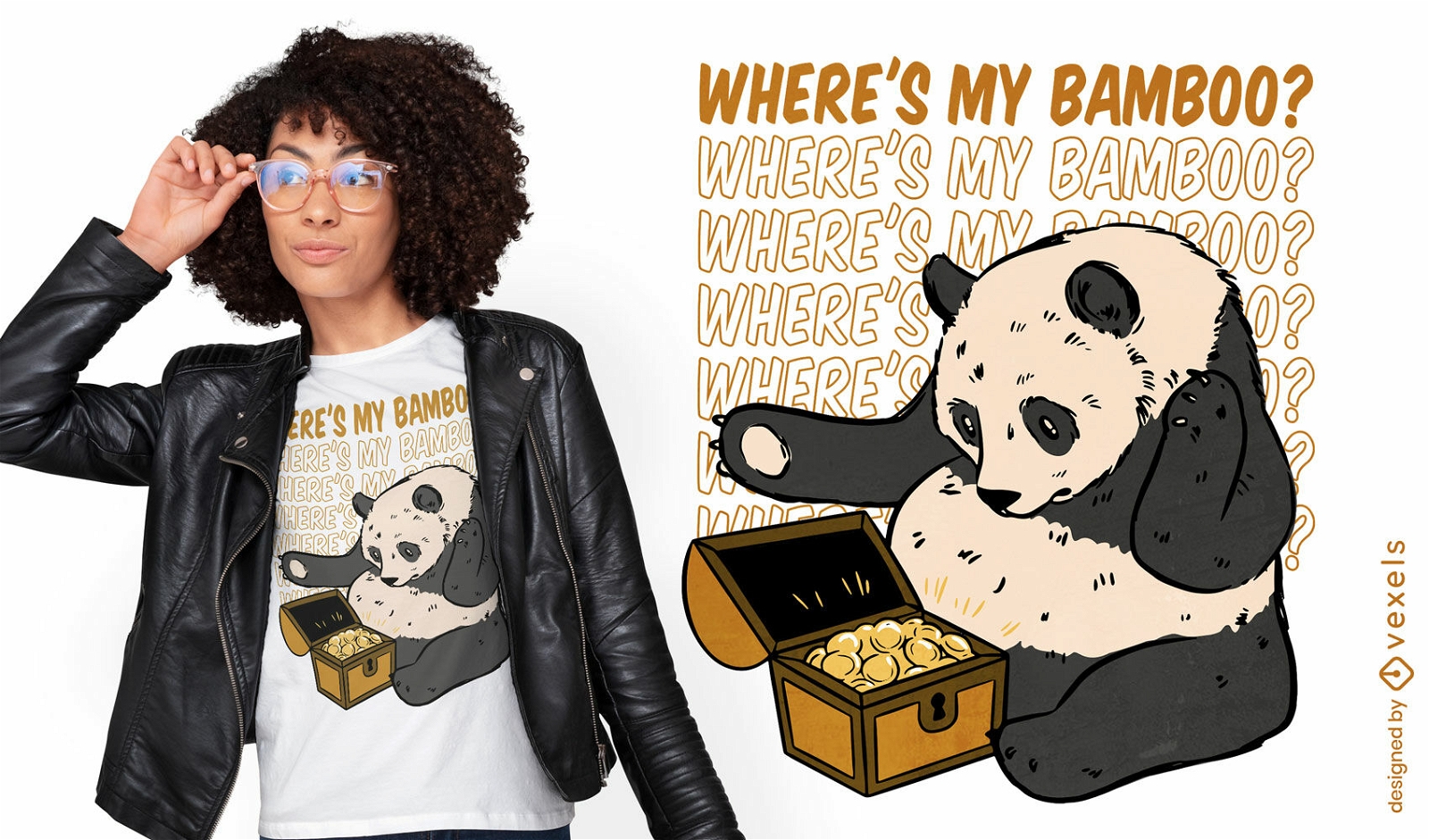 Diseño de camiseta de bambú panda confundido