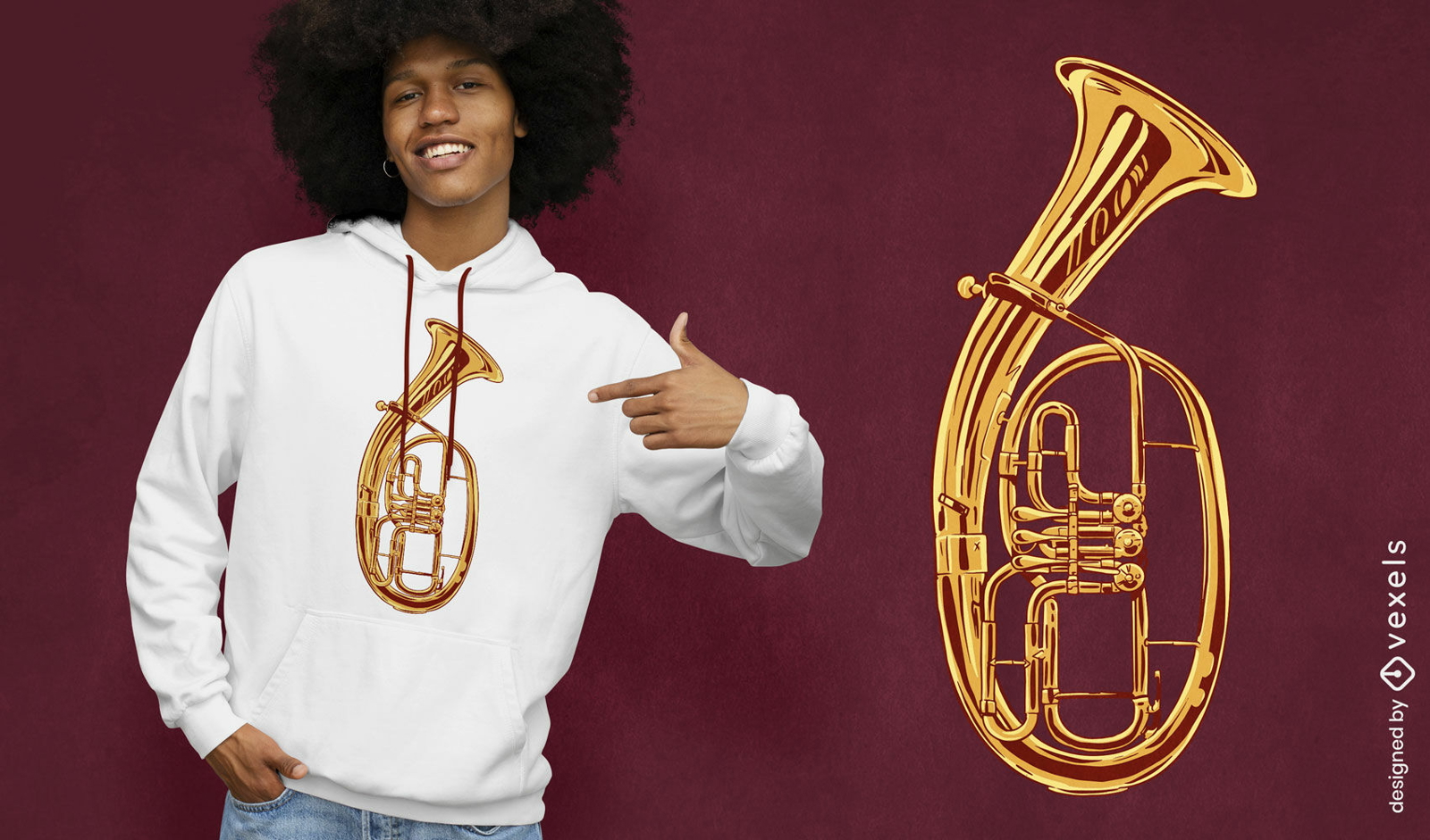 Diseño de camiseta de instrumento musical tenorhorn.