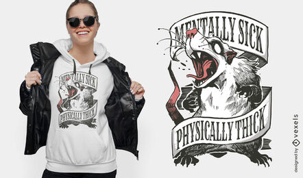 Opossum-Wildtier-Abzeichen-T-Shirt-Design