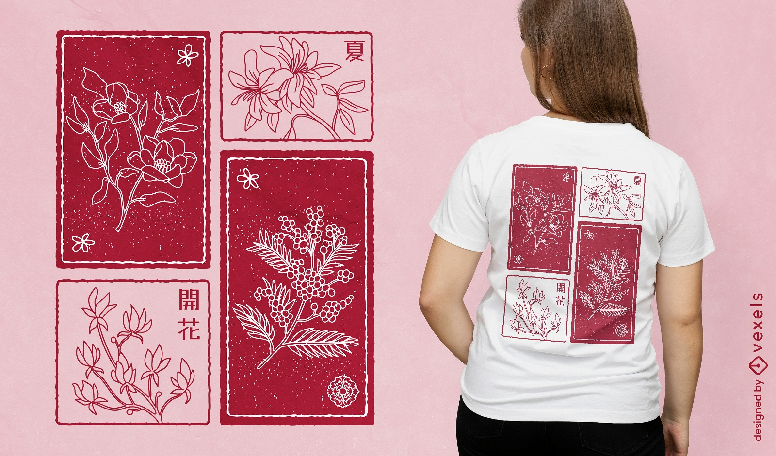 Design simples de camiseta de flores de sakura