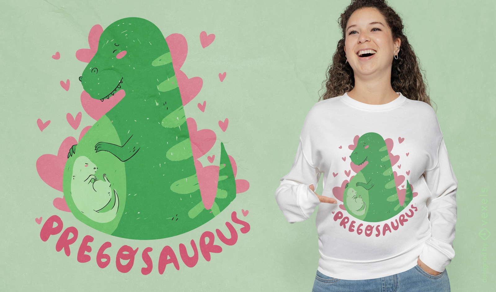 Diseño de camiseta embarazada dinosaurio t-rex