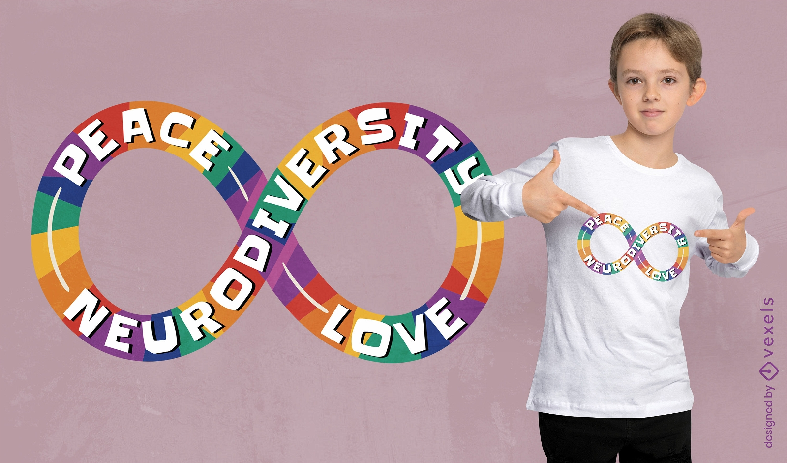 Design de camiseta do símbolo do infinito do arco-íris