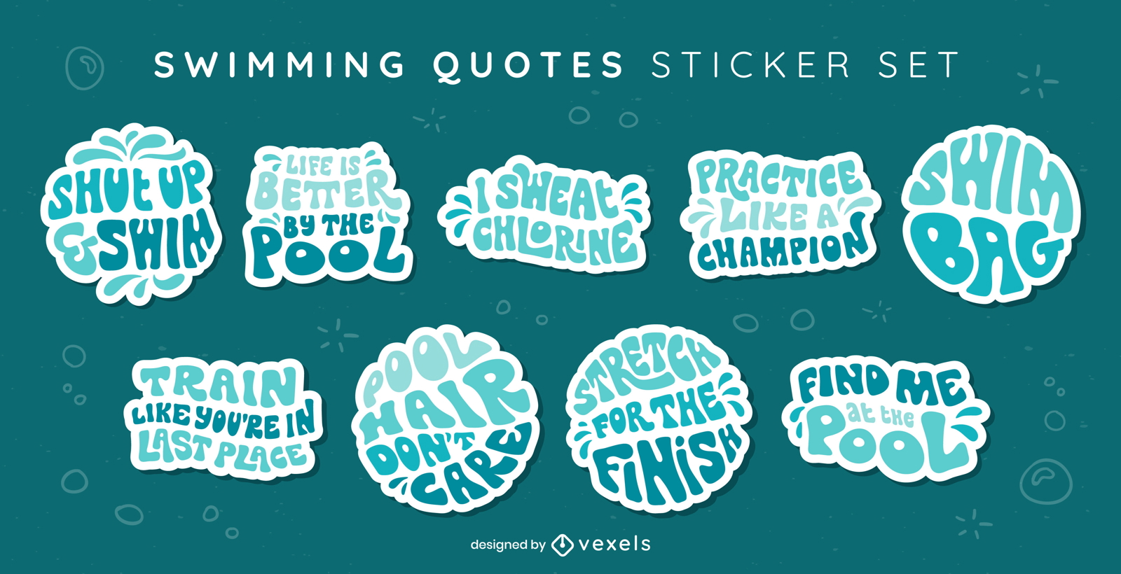Pool swimming quotes sticker set