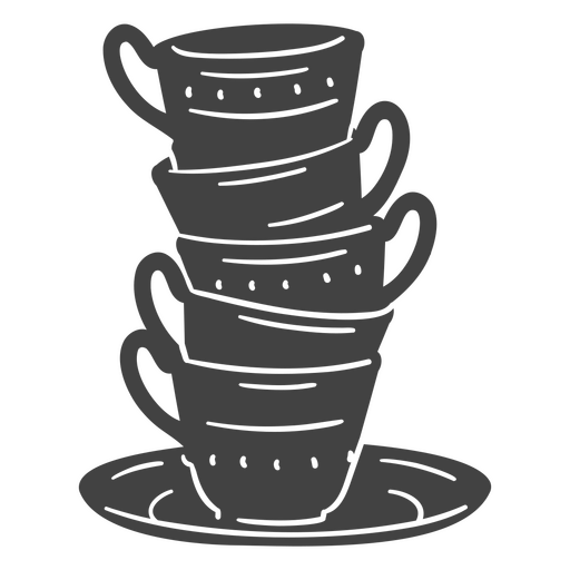 Set of cups image in silhouette PNG Design