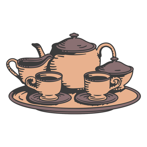 jogo de chá antigo Desenho PNG