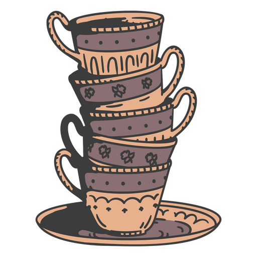 Vintage set of cups PNG Design