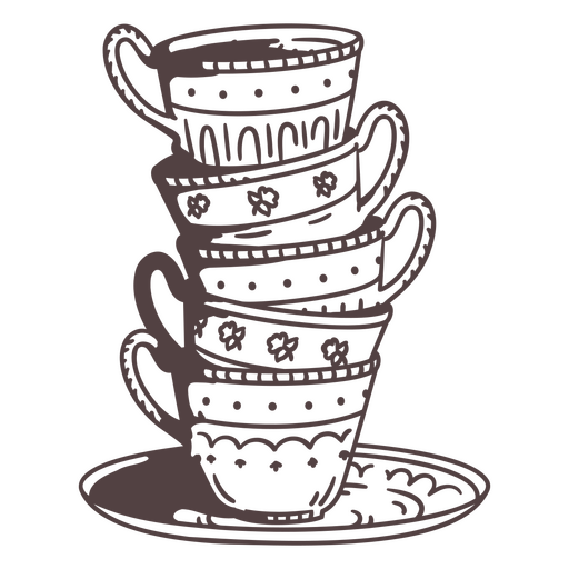 Set of cups stroke image PNG Design