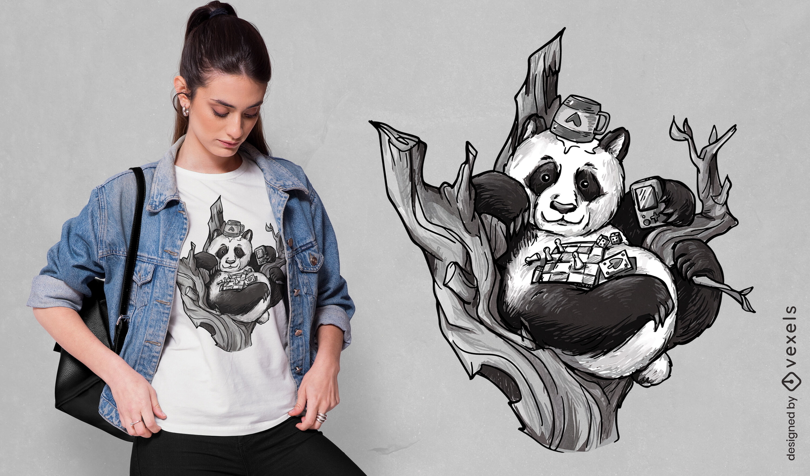 Oso panda con diseño de camiseta de juegos de mesa