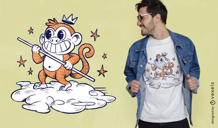 Diseño de camiseta de nube de mono sonriente