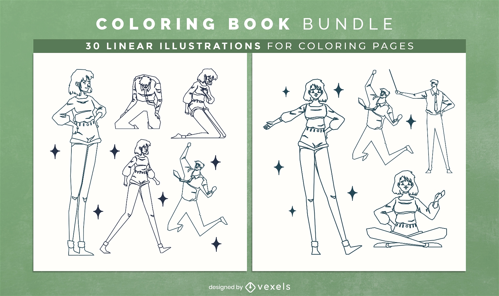 Pessoas de desenho animado colorindo p?ginas de design de livro