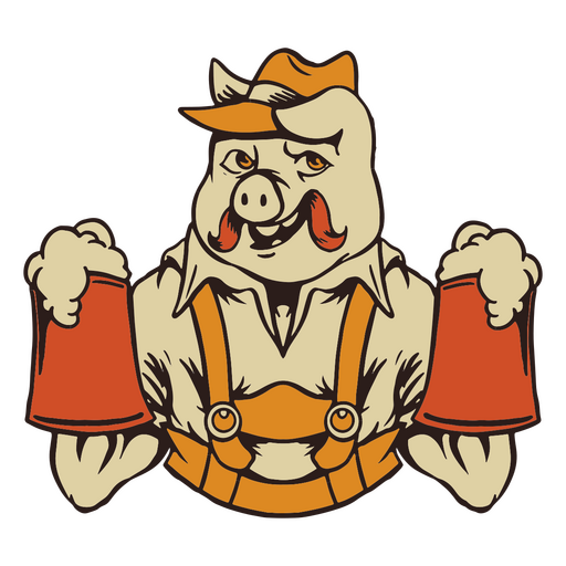 Personagem animal porco Oktoberfest Desenho PNG