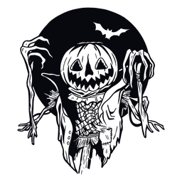 Calabaza aterradora de Halloween en alto contraste Diseño PNG