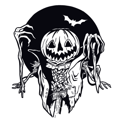 Ab?bora assustadora de Halloween em alto contraste Desenho PNG