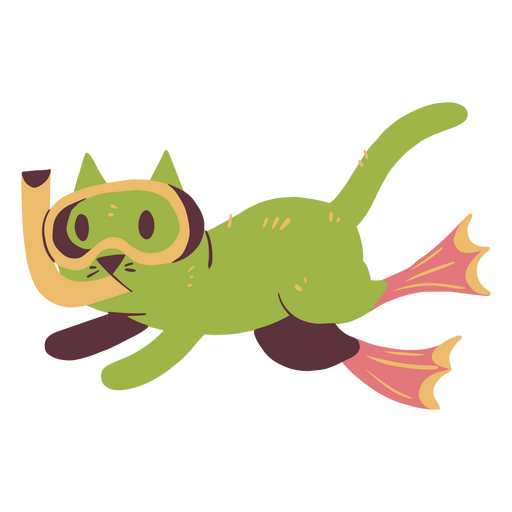 Personagem de mergulho de esporte aquático de gato Desenho PNG